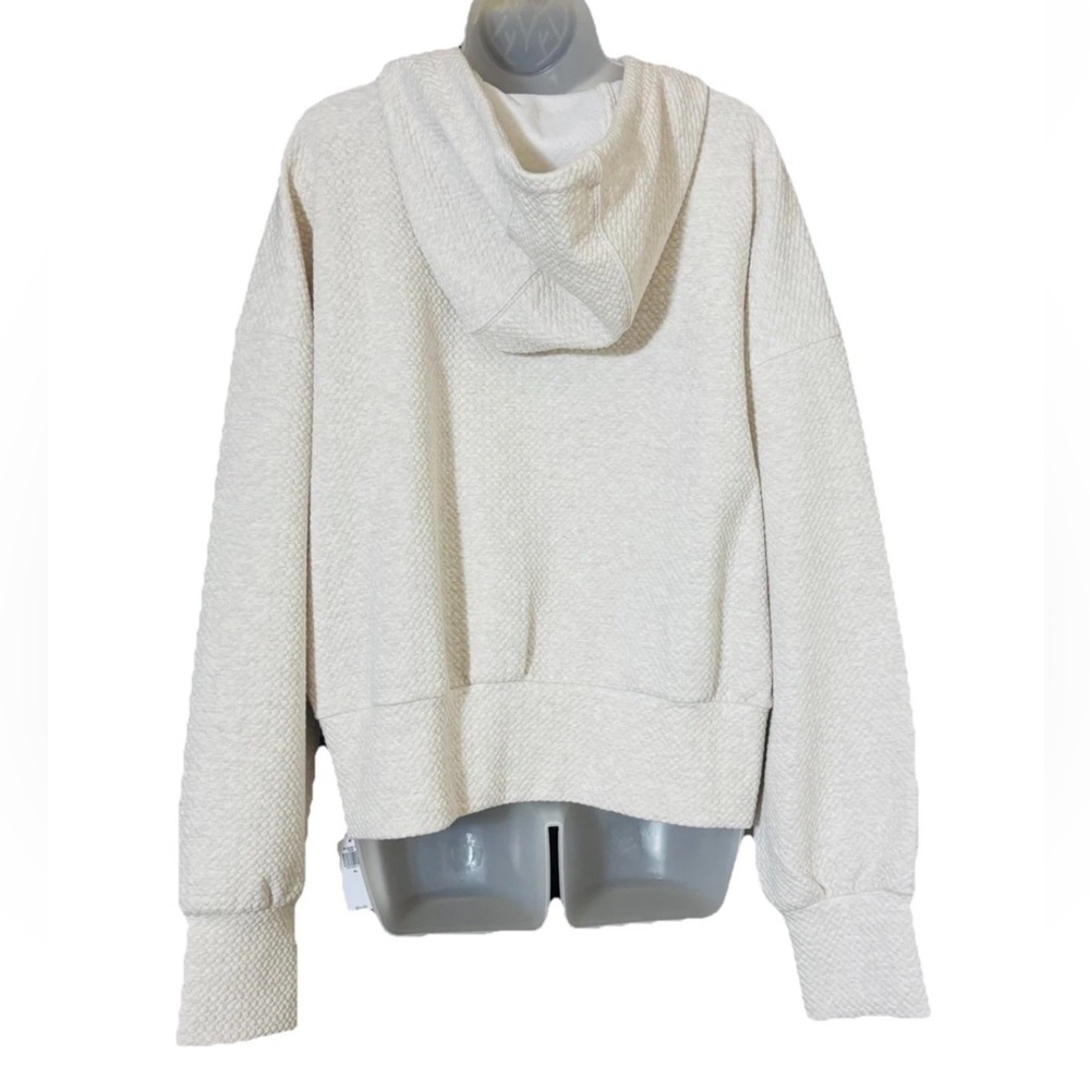 Old Navy Womens Active Dynamic Fleece Popover Quilted Hoodie Cream XL NWT - Picture 3 of 14